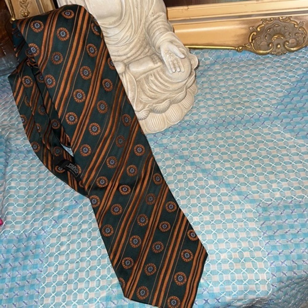 Mid century bronze and green men’s ties by Qiana for Montgomery Ward